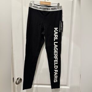 Karl Lagerfeld Black Leggings with White Side Logo